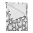 thumbnail image 2 of Abstract Soft Flannel Fleece Throw Blanket, Various Sized Balls Spiral Circular Formed Round Retro Art Image, Cozy Plush for Indoor and Outdoor Use, 60" x 80", Grey White, by Ambesonne, 2 of 5