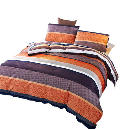 Striped 100% Cotton Duvet Cover sets Pillow Case Quilt Cover 3-Piece Bedding (Best Quilt Cover Brands)