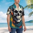 thumbnail image 3 of Honeii Modern Hip-Hop Skull Print Men’s Hawaiian Shirt,Classic Button-Down Short Sleeve Shirt, for Beach, Vacation, and Outdoor Activities,3X-Large, 3 of 7