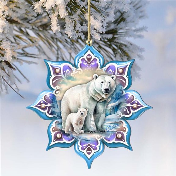 G. Debrekht 8688408 Polar Bear Snowflake Wooden Ornament by G. Debrekht - Nature Wildlife Decor
