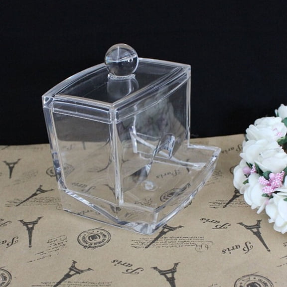 LIFKOME Clear Acrylic Desktop Storage Box with Protective Lid for Cosmetics, Cotton Swabs, and Small Accessories