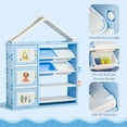 thumbnail image 4 of Qaba Kids Toy Storage Organizer with 4 Bins, Storage Cabinets, Bookshelf and 4-Layers Toy Collection Shelves, Blue, 4 of 9