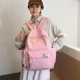 thumbnail image 6 of Polka Dots School Backpack, Cute Star Decoration Backpack with Adjustable Side Pockets, Lightweight School Bookbag with Pendant for Travel College, Pink, 6 of 10