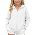 thumbnail image 3 of Child Padded Jacket Dqueduo Children's Winter Solid Color Full Zip Hooded Fleece Lined Sweatshirt Coat Jacket White 5-6 Years, 3 of 10