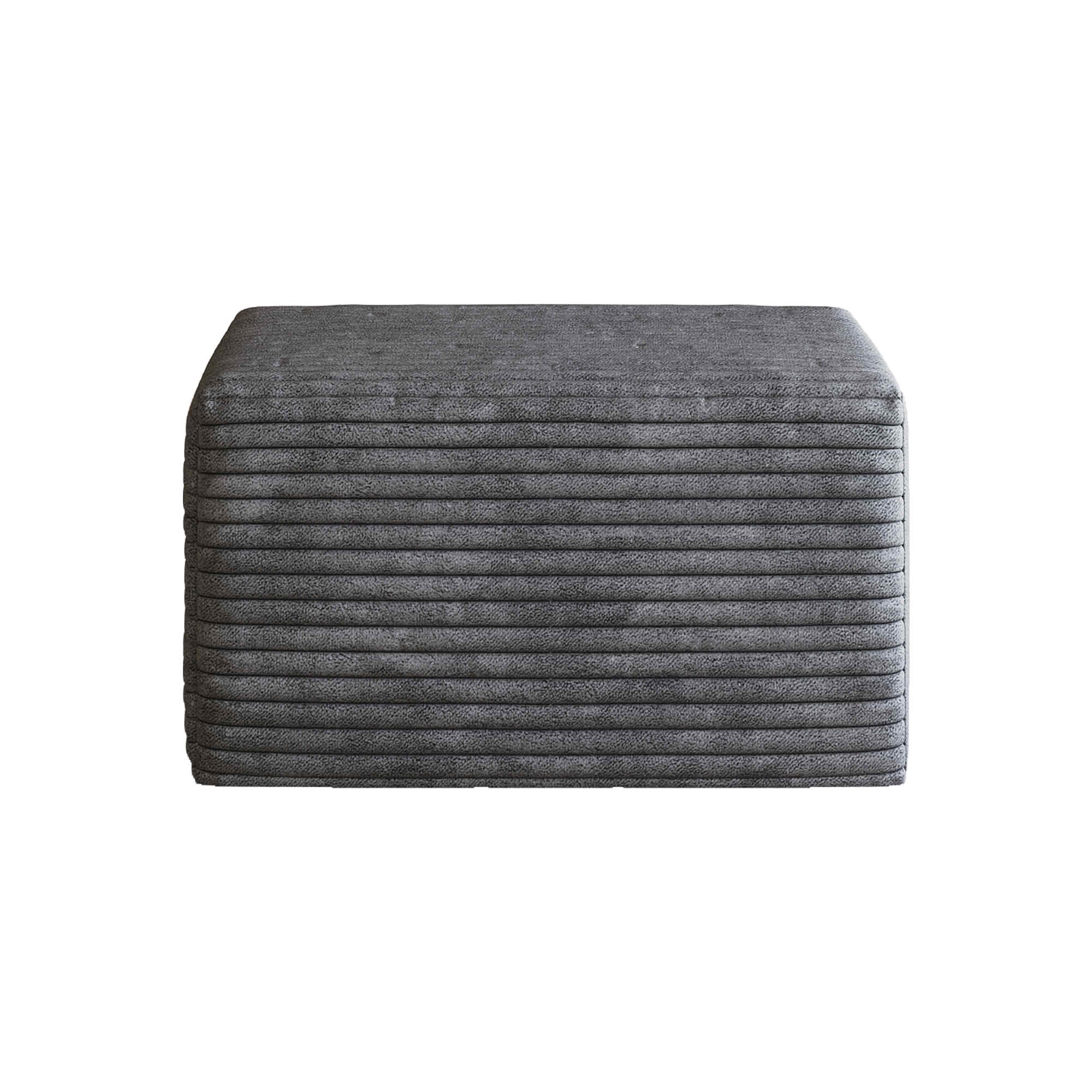 MAYEERTY Plush Corduroy Sofa Ottoman, No Assembly Required, Dark Gray