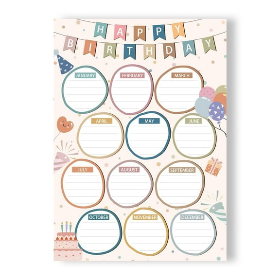 Boho Happy Birthday Chart for Classroom Confetti Birthday Poster Calendar for Classroom poster