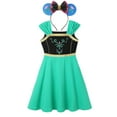thumbnail image 2 of Disney Princess Robe Fille Été Manches Volantes Sirène Ariel Jasmine Robe Décontractée la Reine des Neiges Elsa Anna Costume Tenue Enfants Vestidos, 2 of 7