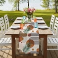 thumbnail image 4 of Abstract Stripe Leaf Table Runner-36 Inch Long Boho Orange Brown Style Table Runners Linen Burlap Tablerunner for Kitchen Dining Room Holiday Party, 4 of 9