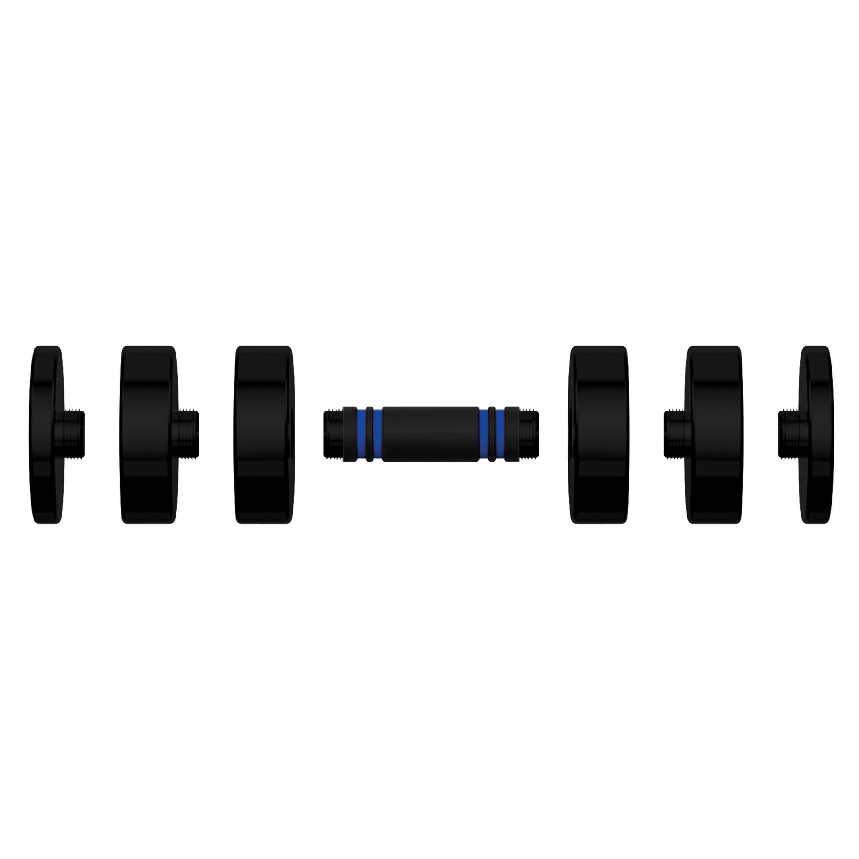 CAP  6-in-1 Adjustable Threaded Dumbbell with Foam Handle, Black/Blue -  Fast Adjust from 1 to 15 Pounds