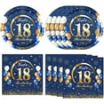 thumbnail image 1 of 40PCS 18th Decoration Blue & Gold Navy Blue & Gold Birthday Tableware Set - Happy 18th Plates & Napkins, 1 of 6