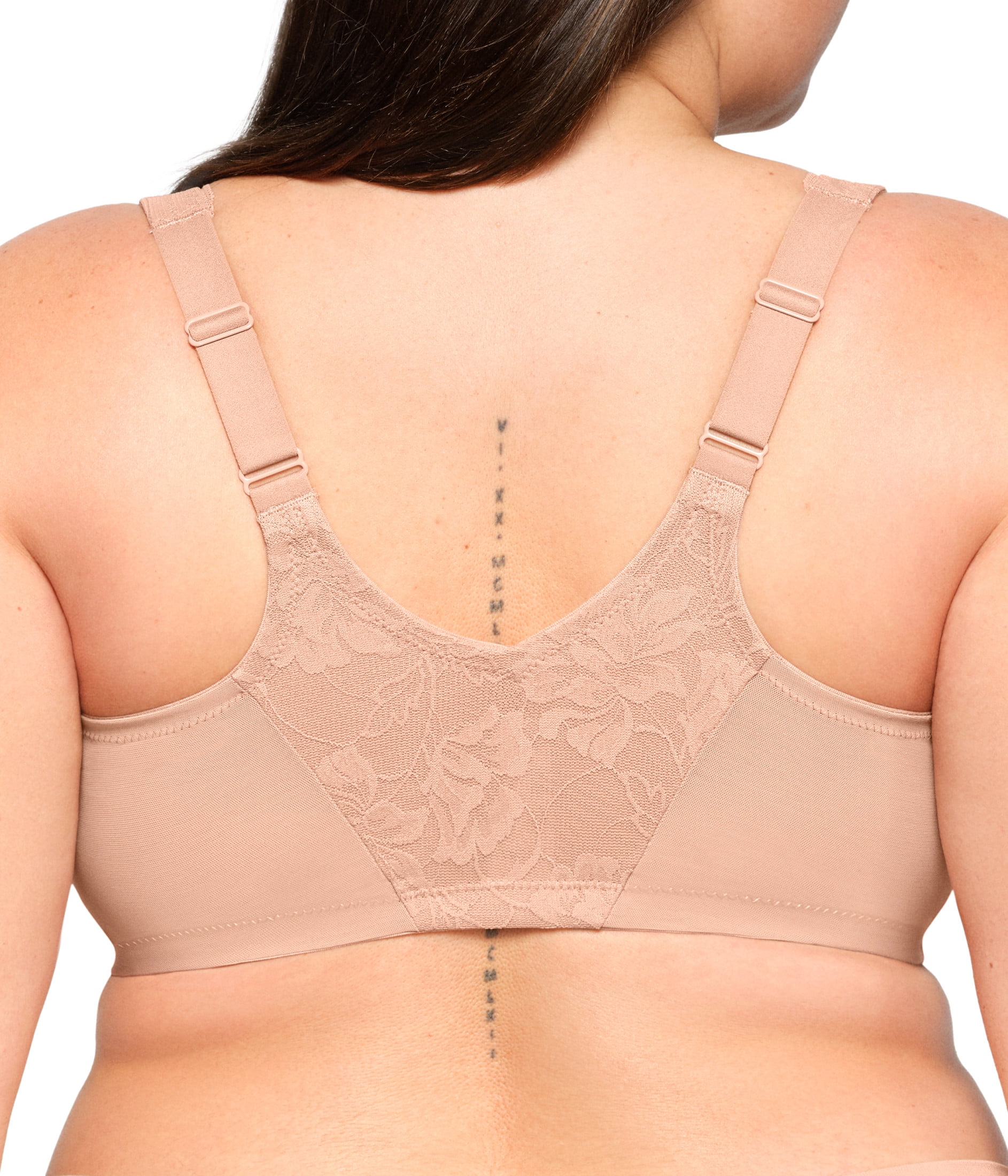 Glamorise Lacey T-Back Front-Closure WonderWire Underwire  Bra 9246 (Women's & Women's Plus)