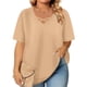 thumbnail image 2 of Mujeres Más Tamaño Manga Corta Tops, Moda Verano Color Sólido, V-Cuello Blusas, Más Tamaño Ropa de Verano para las Mujeres, 2 of 6