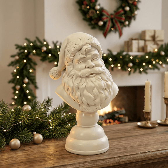 TTJ Christmas Santa Claus Figurine, Resin Santa Ornament, Classic Holiday Decoration for Tabletop Display, Mantel Shelf Coffee Table Home Decor Gift