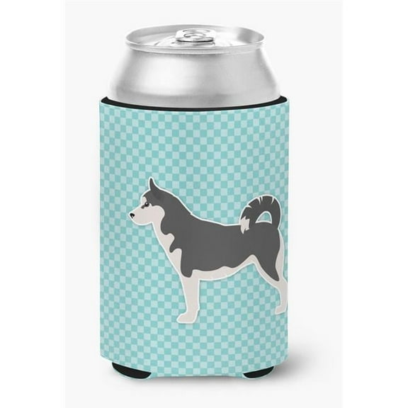 Siberian Husky Checkerboard Blue Can or Bottle Hugger