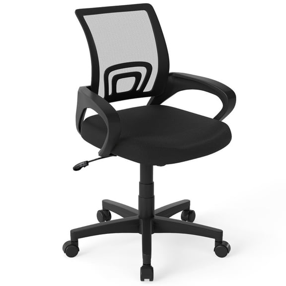 Furnibear Mesh Office Chair Mid-Back Ergonomic Computer Desk Chair with Lumbar Support, Height Adjustable Swivel Task Chair for Home Office, Black