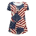 thumbnail image 5 of HTNBO Fourth of July Tees for Women Short Sleeve Button V Neck Patriotic Tops, 5 of 5