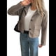 thumbnail image 3 of Chaqueta Blazer Informal para Mujer, de Piel Sintética de Ante con Solapa con Muescas y Botonadura Sencilla. Caqui XL, 3 of 8