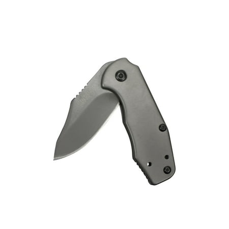 Small Pen Knife - Kershaw Ember (3560) 2 Inch Modified Drop Point Matte Grey Pocket Knife, Small Everyday Carry, Features SpeedSafe Assisted Opening, Flipper and Reversible 3-Position Deep Carry Pocket Clip; 2.2 oz