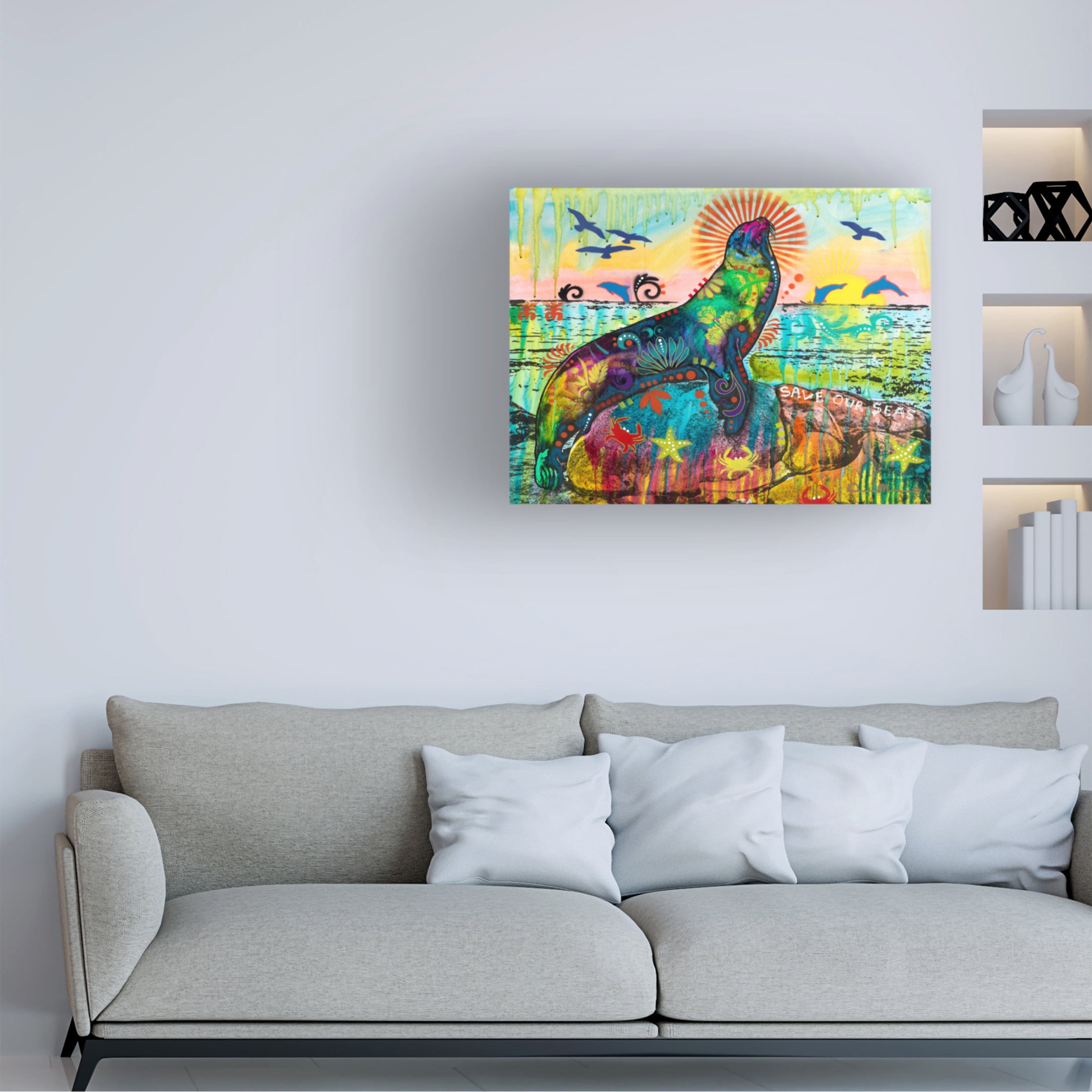 Canvas Wall Art - Dean Russo 'Save Our Seas' Wall Art for Living Room, Bedroom, or Office Décor by Trademark Fine Art - 19 x 14 Inches
