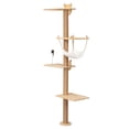 thumbnail image 6 of Pefilos 69" Wall Mounted Cat Tree for Indoor Cats 4-Tier Floor Tall Kitty Climbing Activity Center with Scratching Post, Cat Tree Tower with Hammock, Dangling Ball Upgraded, Beige, 6 of 15