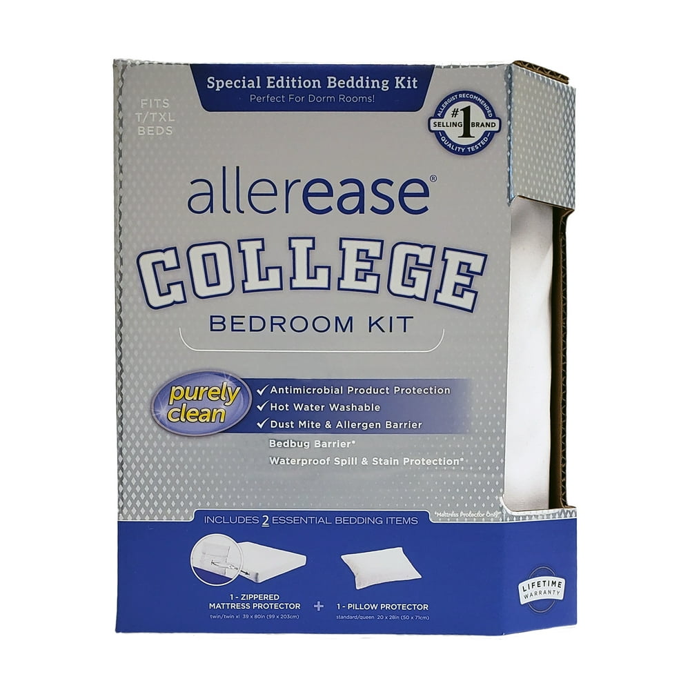 AllerEase College Bedroom Kit, Includes Twin XL Mattress Protector and