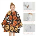 thumbnail image 6 of Autumn Halloween Pumpkin Pattern Blanket Hoodies for Kids 6-13YR Oversize Wearable Blanket Hoodies for Boys Girls Teens, 6 of 7