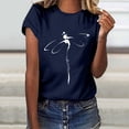 thumbnail image 2 of Fgnfyis Hauts pour Femmes T-Shirt Décontracté à Lettres Col Rond Manches Courtes Tunique T-Shirts pour Femmes Marine G, 2 of 4