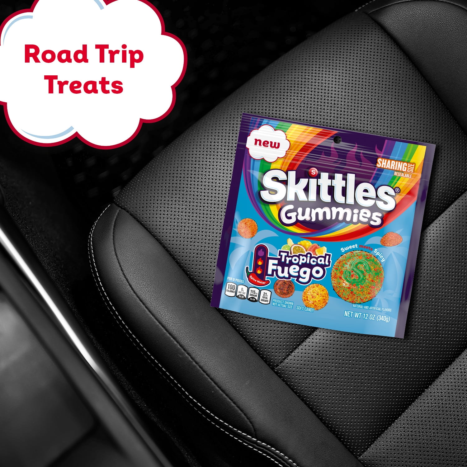 Skittles Gummies Tropical Fuego Gummy Candy, Sharing Size - 12 oz Candy Bag