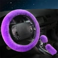 thumbnail image 1 of 3Pcs/Set Fluffy Thick Auto Car Steering Wheel Plush Cover Soft Wool Winter Purple, 1 of 9