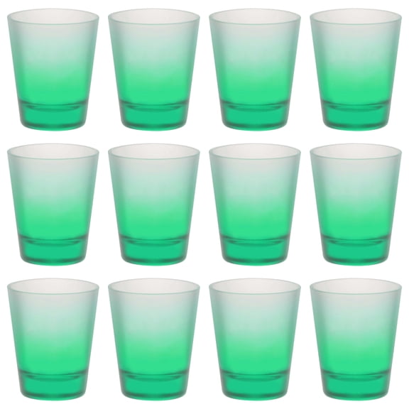 Shot Glasses with Frosted Glass 1.75 oz. Set of 12, Bulk Pack - Great for Weddings, Birthdays, Parties, Indoor & Outdoor Events - Green