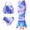 Blue and purple, variant on SANMIO Girls Mermaid Bathing Suit Mermaid Tail Swimsuit For Kids 3Pcs Swimwear Sets Cute layered Ruffles Halter Bikini Set For Swimming 4-10 Years