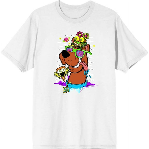 Scooby-Doo Dog With Shades Men's White Crew Neck Short Sleeve Tee-XL