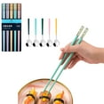 thumbnail image 2 of Alloy Chopsticks Set with Matching Spoons, Anti-Bacteria Proof Design for Healthy Dining, Dishwasher Safe Reusable Utensils, One-Person-One-Set Color Coding, 2 of 9