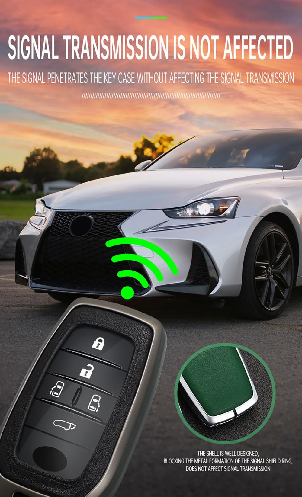 Leather+Zinc Alloy 3/4/5/6 Button Key Fob Cover Fit for Toyota Land Cruiser 2023 2022 Venza RAV4 Prime Hilux Fortuner Tundra Corolla Sequoia Keyless Key Holder with Keychain