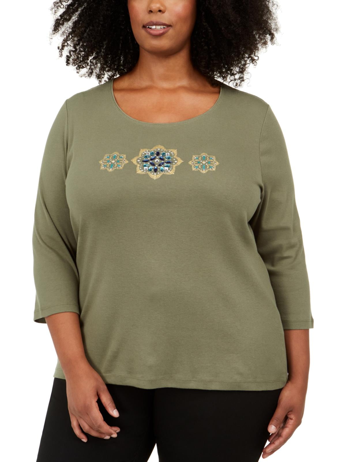Standard James Perse Womens Solid Deep V Pullover Top Green 2