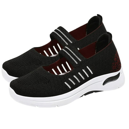 

GEZHEN Women s Summer Fly Knit Soft Soled Breathable Lightweight And Comfortable Casual Shoes Flying Woven Sole Shoes Non Slip Low Top Platform Shoes