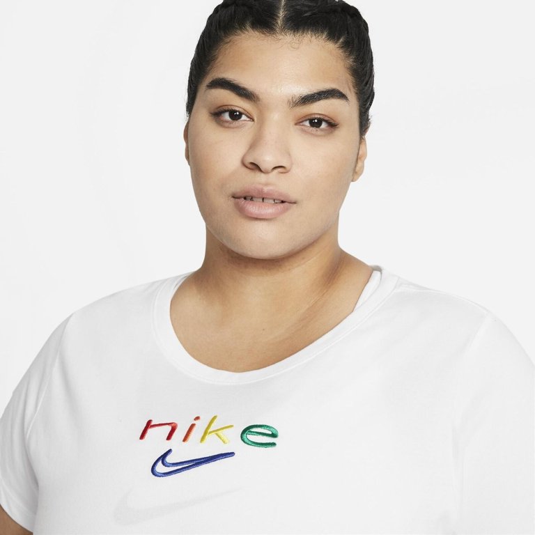 Nike Womens Dri-FIT Rainbow Embroidered Logo T-Shirt,White,1X Walmart.com