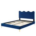 thumbnail image 6 of Platform Bed Frame, Full Size, Blue Navy, Velvet, Modern Contemporary, Bedroom Master Guest Suite Room, 6 of 10