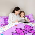 thumbnail image 4 of spefrowx Cartoon Princess B Twin Comforter Sets for Girls, Purple Star Bowknot Print Bedding Set, Stars Reversible, 2pcs, 1 Comforter and 1 Pillowcase, 4 of 6