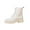 Beige, variant on QQAMB Ankle Booties for Women Lace Up Square Toe Waterproof Boots Chunky Low Heel Western Bootie Motorcycle Combat Boot