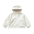 thumbnail image 5 of Girls Floral Embroidery Lightweight Hooded Sun Protection Jacket, Full Zip Long Sleeve Casual Thin Windbreaker for Kids Autumn Daily Outdoor Wear(White,3-4 Years), 5 of 5