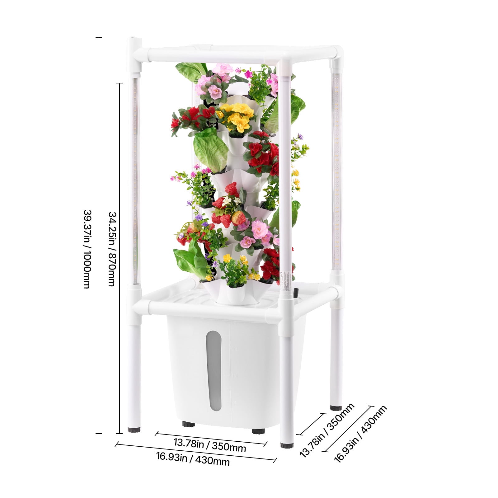 KFFKFF Hydroponic Cultivation Setup with Illumination, 30 Slots 6-Level Hydroponic Pillar, Domestic Water-Based Garden with Fluid Pump, Seed Sprouting Set for Indoor Greens, Fruits, and Veggies