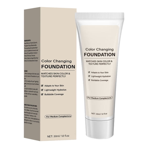 SZBAOAN Color Changing Liquid Foundation,Even Skin Toning,Lightweight Texture,Long Lasting Full Coverage Foundation Makeup For Women