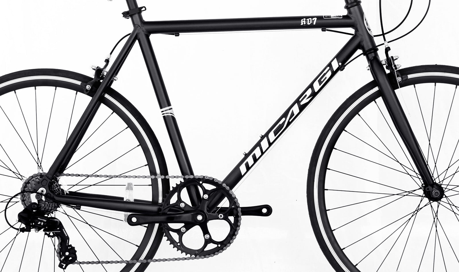 Wonder Wheels Road Bike 700C 53Cm Aluminum Frame Matte Black, Shimano Tx-35 7 Speed Alloy Black Rims, Black Spokes 700C*1.5*14G*32H Tire: Black, - Matte Black & Black