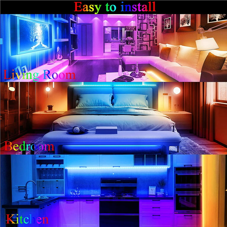 Qzyl 75Ft Led Lights For Bedroom, Rgb Led Strip Lights For Living Room,  Party Decor With Dimmable Lighting, Bright Adjustable Colors, And 8 Lighting  Modes, Adhesive Backing - Walmart.Com