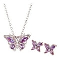 thumbnail image 5 of Xeyise 2Pcs/Set Necklace Earrings Set Shiny Rhinestones Butterflies Shape Pendant Necklace Stud Earrings Set Jewelry Gift, 5 of 8