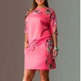 thumbnail image 2 of B91xZ Robes Printemps Été Femmes Manches Courtes Robes Maxi Amples Décontractées Longues avec Poches, Rouge TTG, 2 of 2