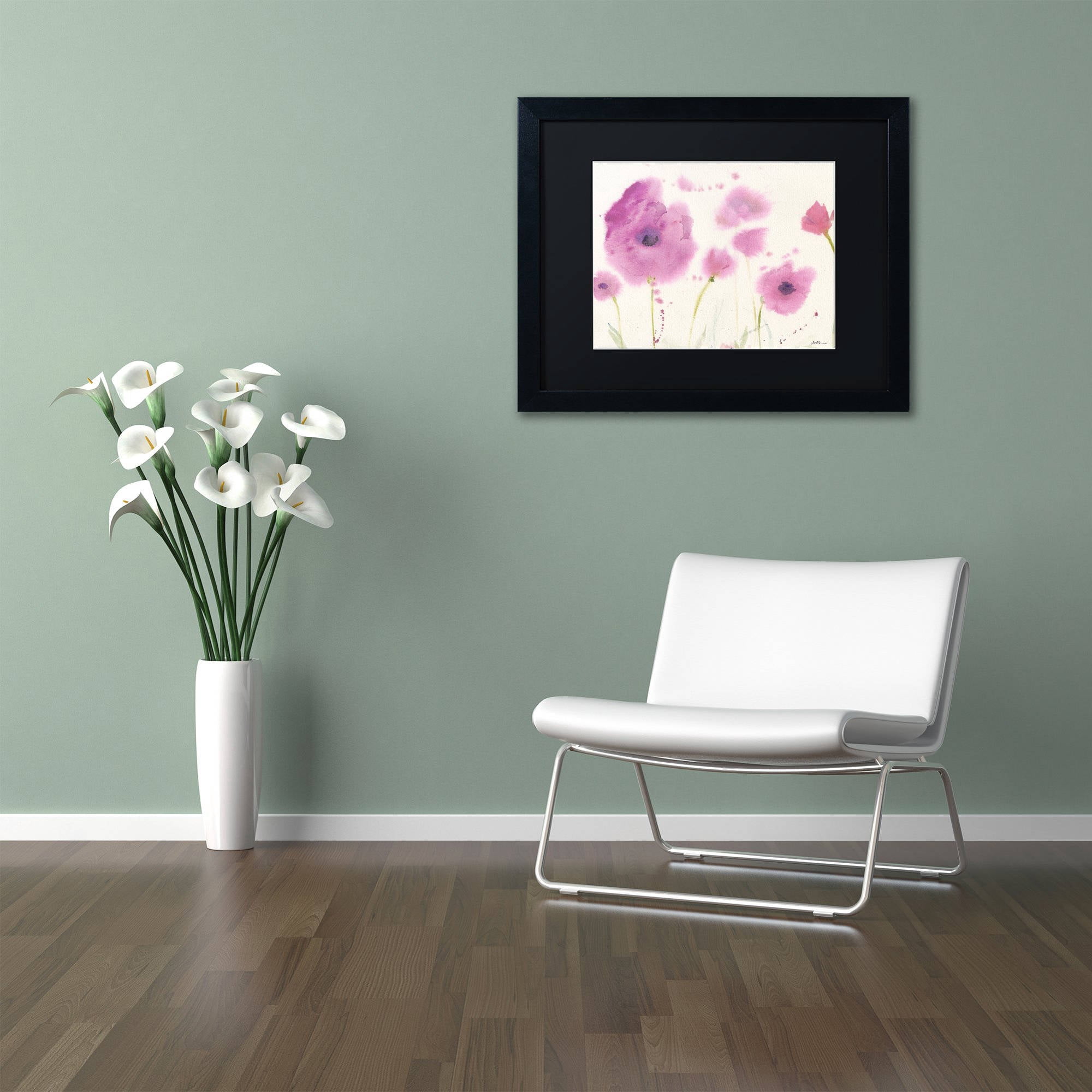 "Purple Poppies" Canvas Art by Sheila Golden, Black Matte, Black Frame