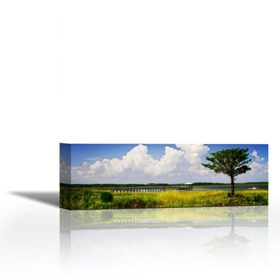 Newport River I - Contemporary Fine Art Giclee on Canvas Gallery Wrap - wall décor - Art painting - 36 x 12 Inch - Ready to Hang