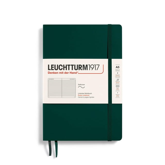 Cuaderno LEUCHTTURM1917, tamaño mediano, A5, tapa blanda, 145 x 210 mm, rayado